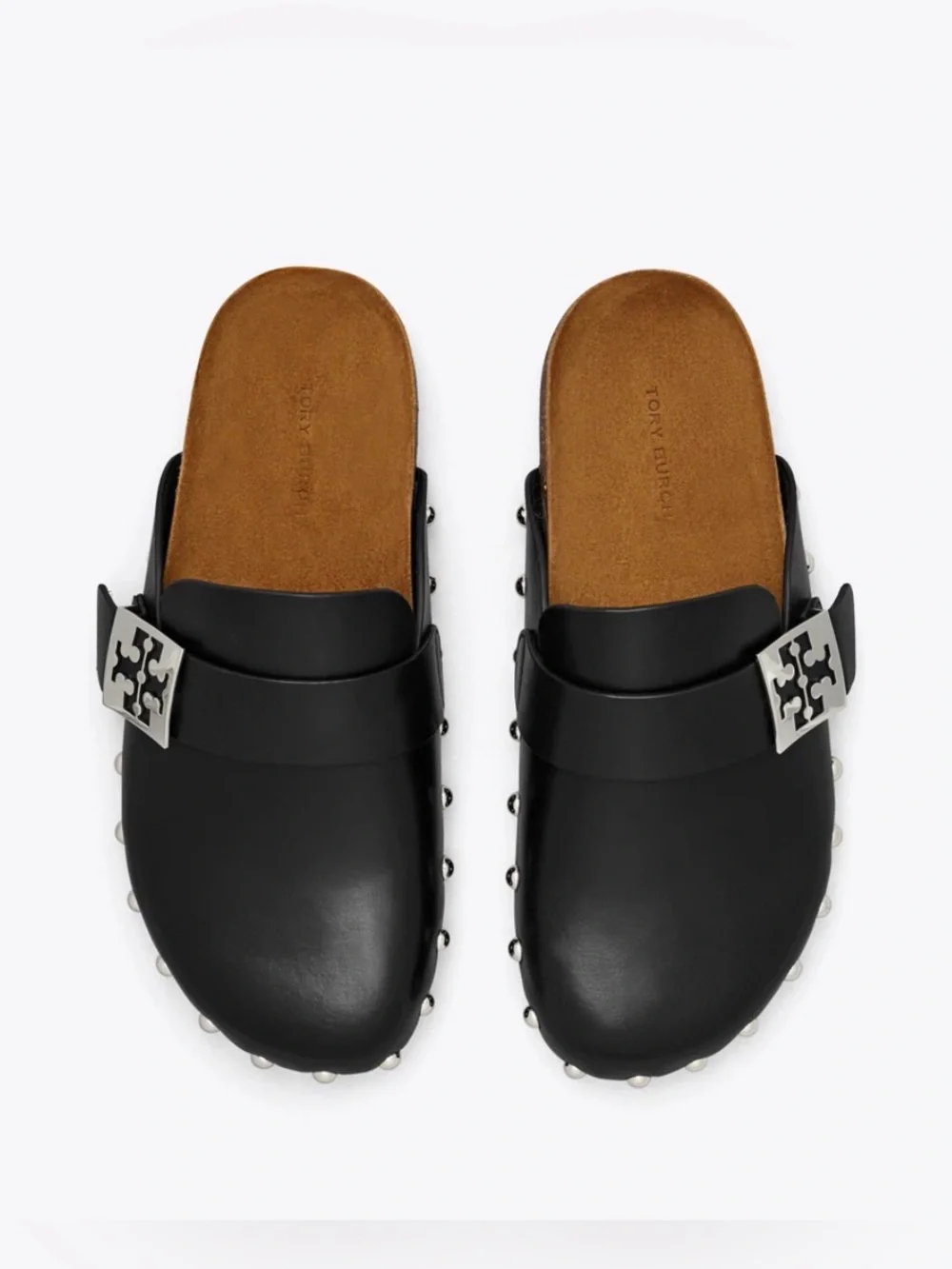 Tory Burch Perfect Black Leather Mellow Studded Mule Clogs